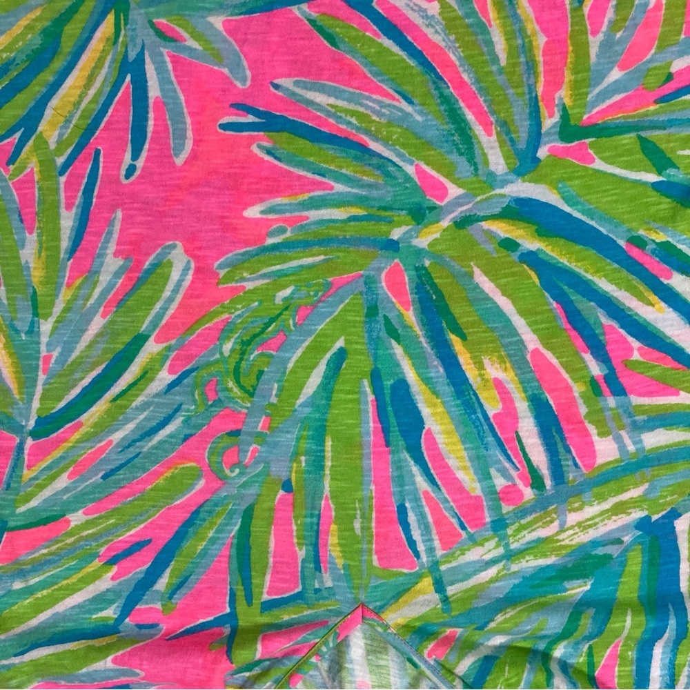 Lilly Pulitzer‎ Linzy Tassel-Embellished Relaxed Blouse | Tiki Pink Royal Lime - Picture 11 of 12